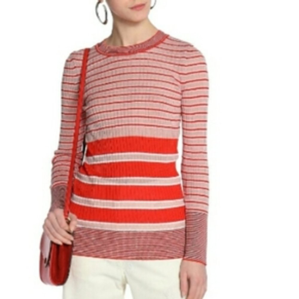 Sandro Paris stripped metallic knit sweater
